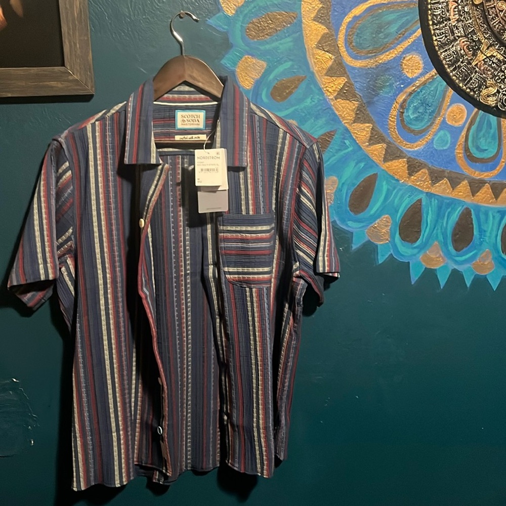 Scotch and soda multi stripe button up shirt brand new with tags.